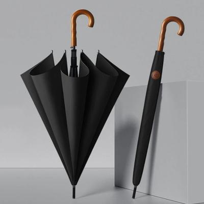 Drewniany duży parasol golfowy dla mężczyzn, stabilny długi parasol z uchwytem, wiatroszczelny, średnica 120 cm, luksusowy duży parasol golfowy na deszcz, 8K