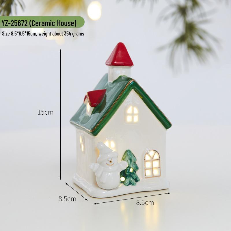 Glowing Ceramic Snow House Christmas Window Display Ornament