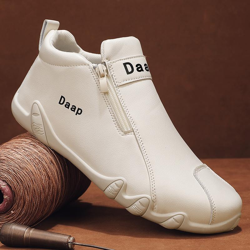 Fashion Leather Men Casual Shoes Designer Man Ankle Boots Comfortable Walking Sneakers Outdoor Lightweight Anti Slip Sport Shoes