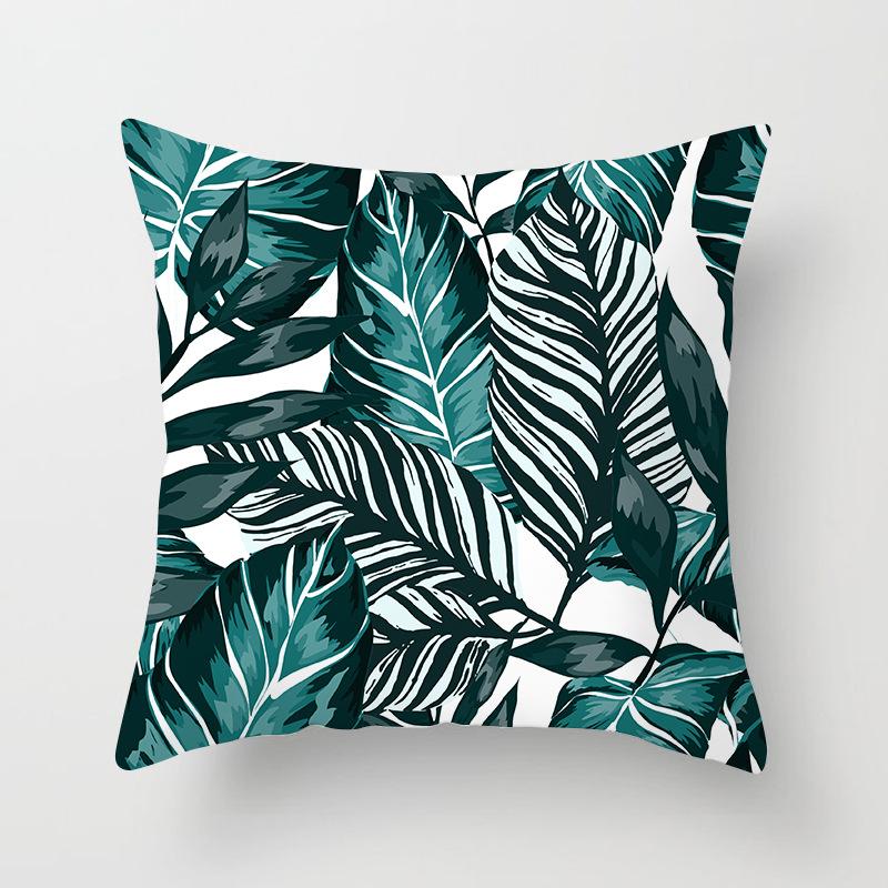New Tropical Plant Fashionable Leaves Rainforest Pillow Case Cushion Cover Peach Leather Velvet Digital