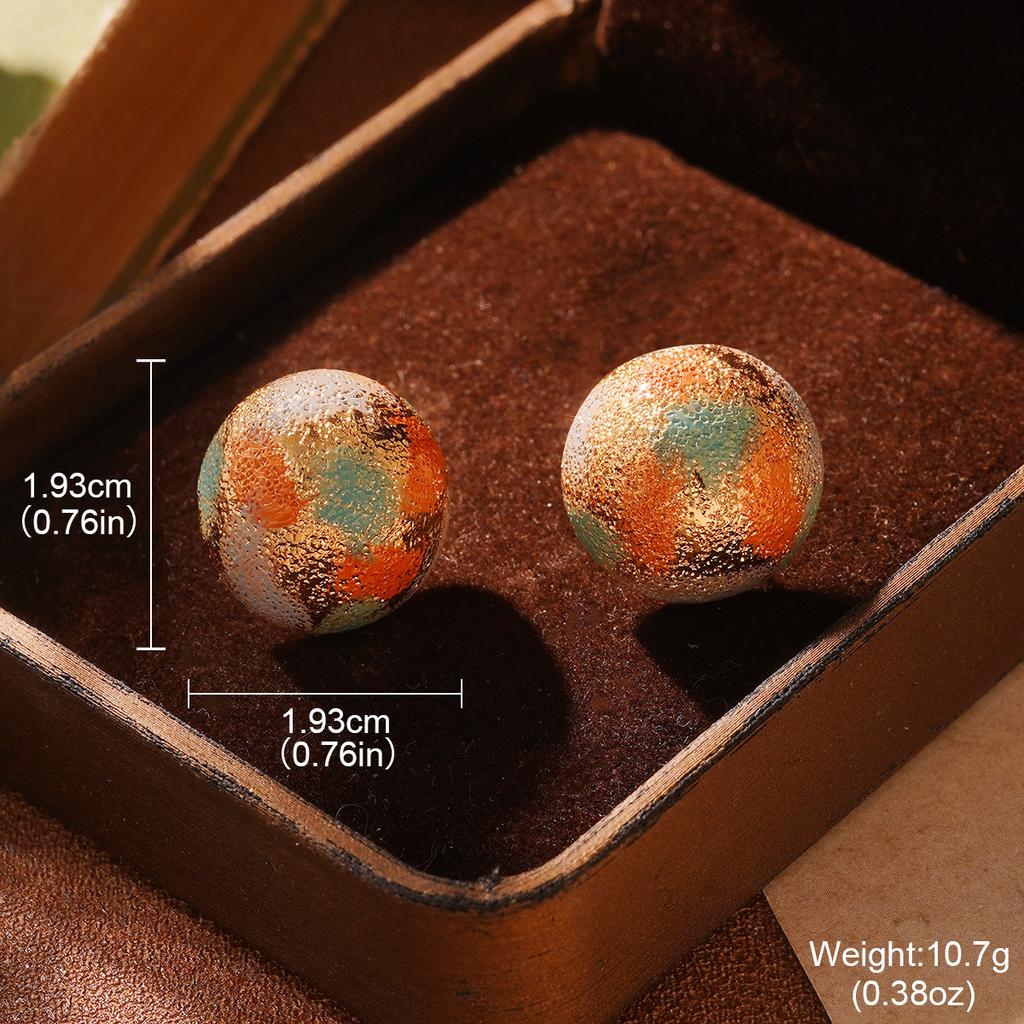 Retro Personality Fashion High Sense Metal Pearl Flower Enamel Painted Fringed Earrings Temperament Simple Ear