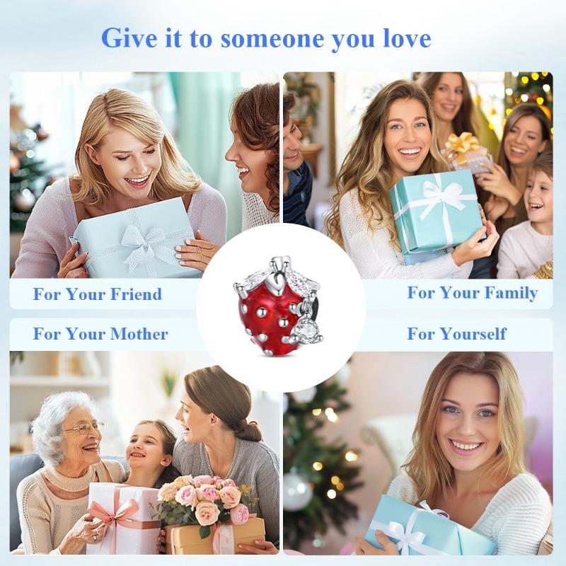 Charm S925 Silver Fruit Strawberry Bead Suitable for Original Bracelet Women DIY Jewelry Making