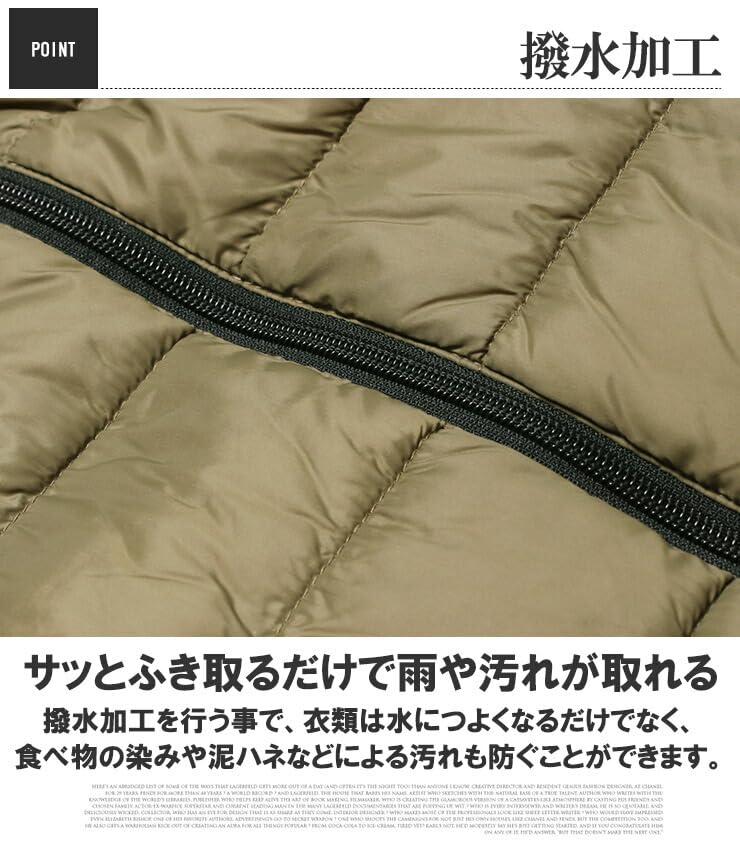 One Colors Padded Down Large Size Orange Men's Vest, Size, Nylon, Water-Repellent, Photothermal, Stand-Up Jacket, 3L, (10)