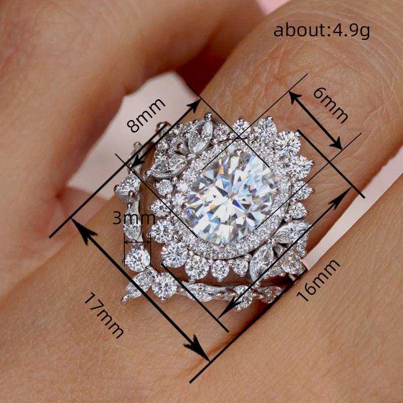 Hot-selling European and American fashion ring women, luxurious temperament crown couple ring, two sets of high-end rings