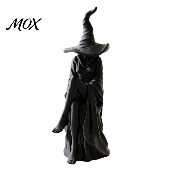 Faceless Wizard Home Decor 3D Printed Witch Figurine, Gothic Sculpture, Creative Matte Black Sculpture Desktop Ornament for Halloween Decoration