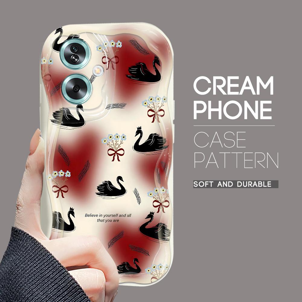 

Милый мультяшный узор, кремовая текстура, мягкий силиконовый чехол с волнистыми краями, чехол для телефона для OPPO Reno Realme Realme 15 5G белый