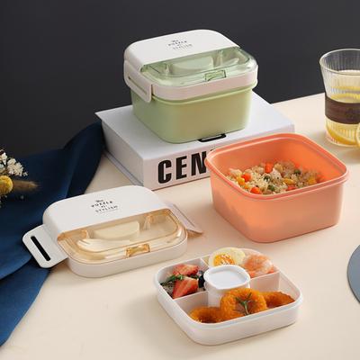 Lunch Box with Spoon Fork Double Layer Cold Closure Buckle Thermal Insulation Preservation Compartment