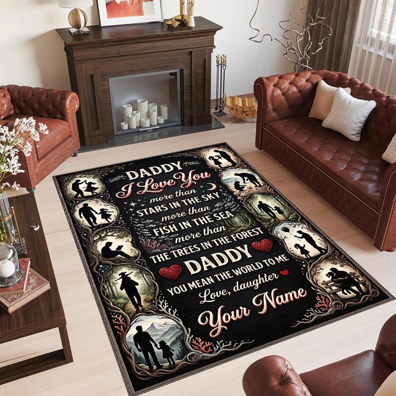 Hearts Theme Crystal Velvet Floor Rug Personalized Custom Name Text Warm Carpet Home Decoration