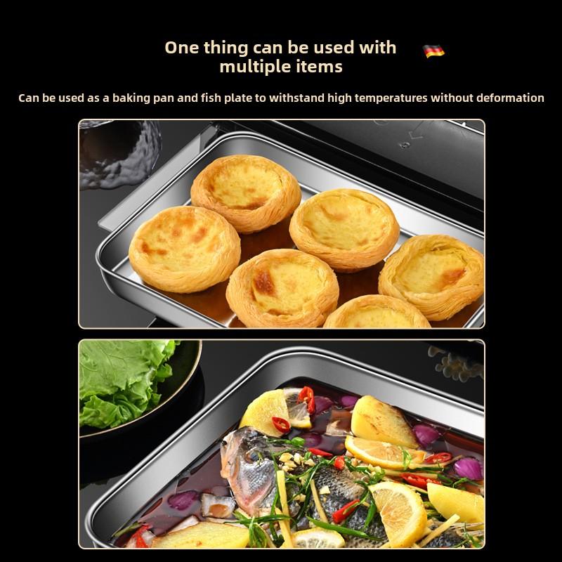 304 Stainless Steel Rectangle Tray Presentation Metal Food Serving Plate Rice Noodle Pan Home Dishes Storage Organizer