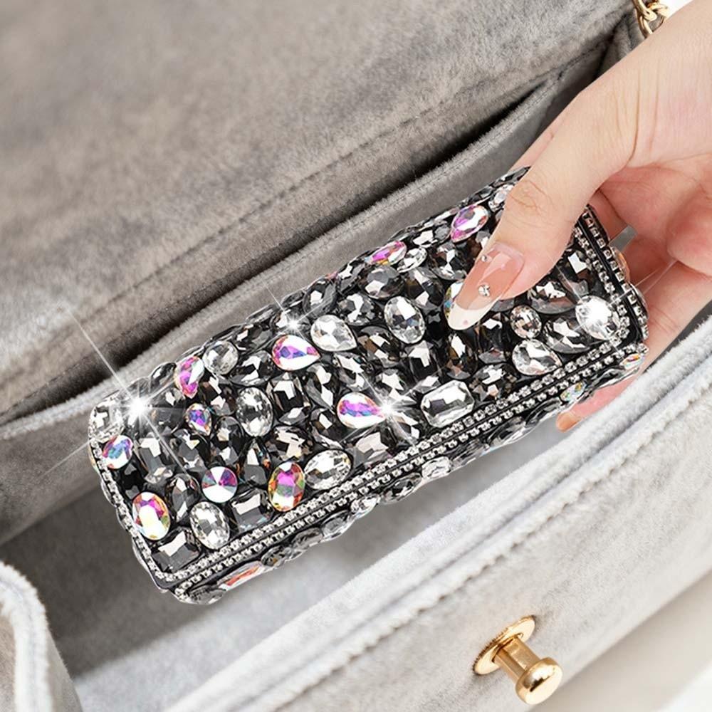 Leder Strass-Einlage Brillenetui Tragbare Brillen Aufbewahrungsbox Damen