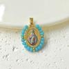 Colgante Ovalado Retro Tejido a Mano de la Virgen María Bicolor para Mujer