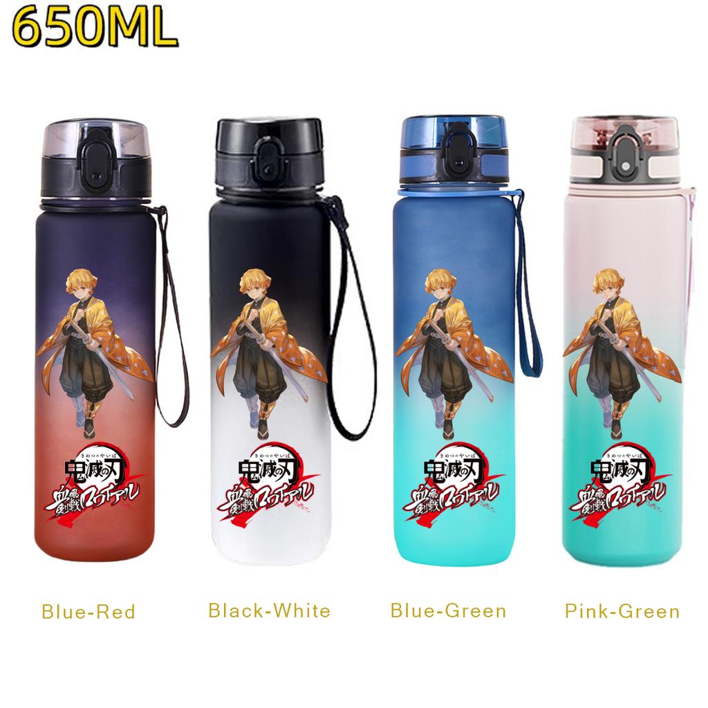 650ML Demon Slayer Water Bottle Anime Cartoon Characters Drinking Cup Portable Outdoor Sports Plastic Leak-proof Water Bottle
