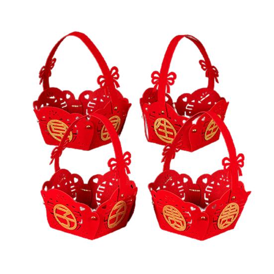 Steamer Basket Joy Wear-resistant Non Woven Fabric Chinese Red Wedding Steamer Box Basket for Room