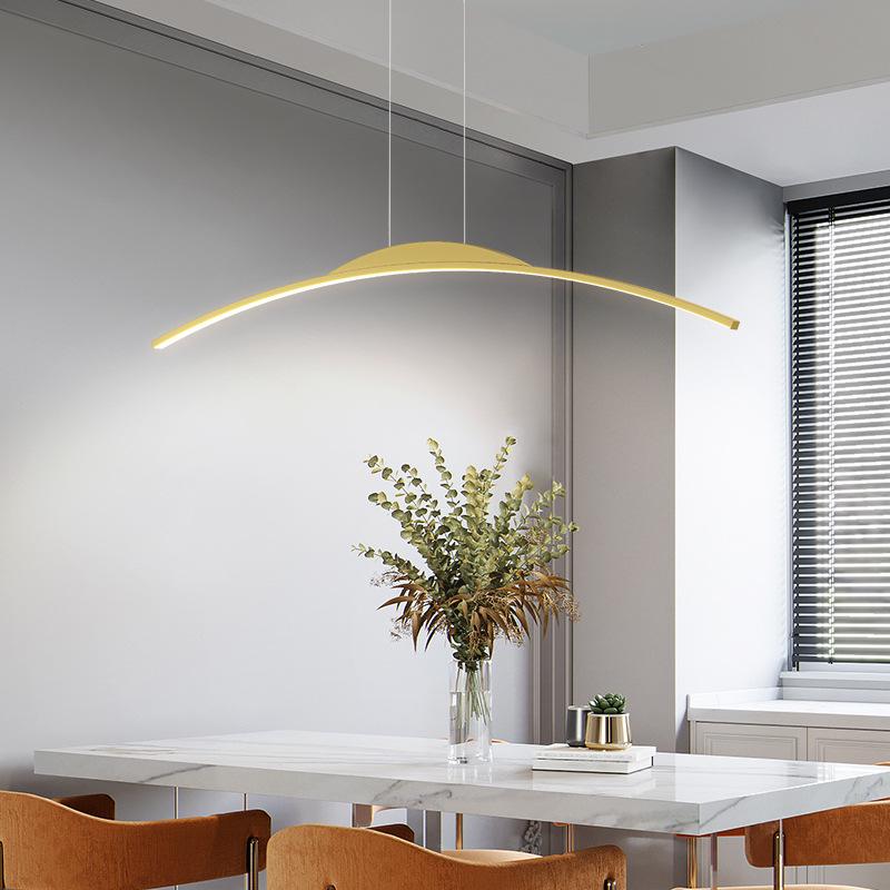 Nordic Minimalist LED Pendant Light - Sleek, Single-Line Design for Dining Room, Study, Bar, or Office.