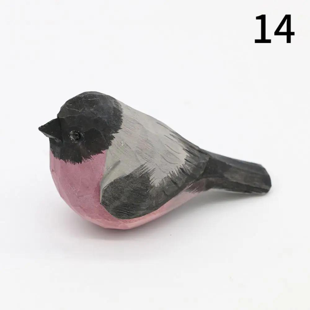 Multi-style Cute Wood Carving Bird Handmade Carving Small Bird Ornament Painting Nordic-style Wooden Bird Figurine Home Decor