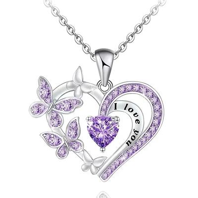 Butterfly Love Pendant Necklace for Women Wedding Party Jewelry Accessories