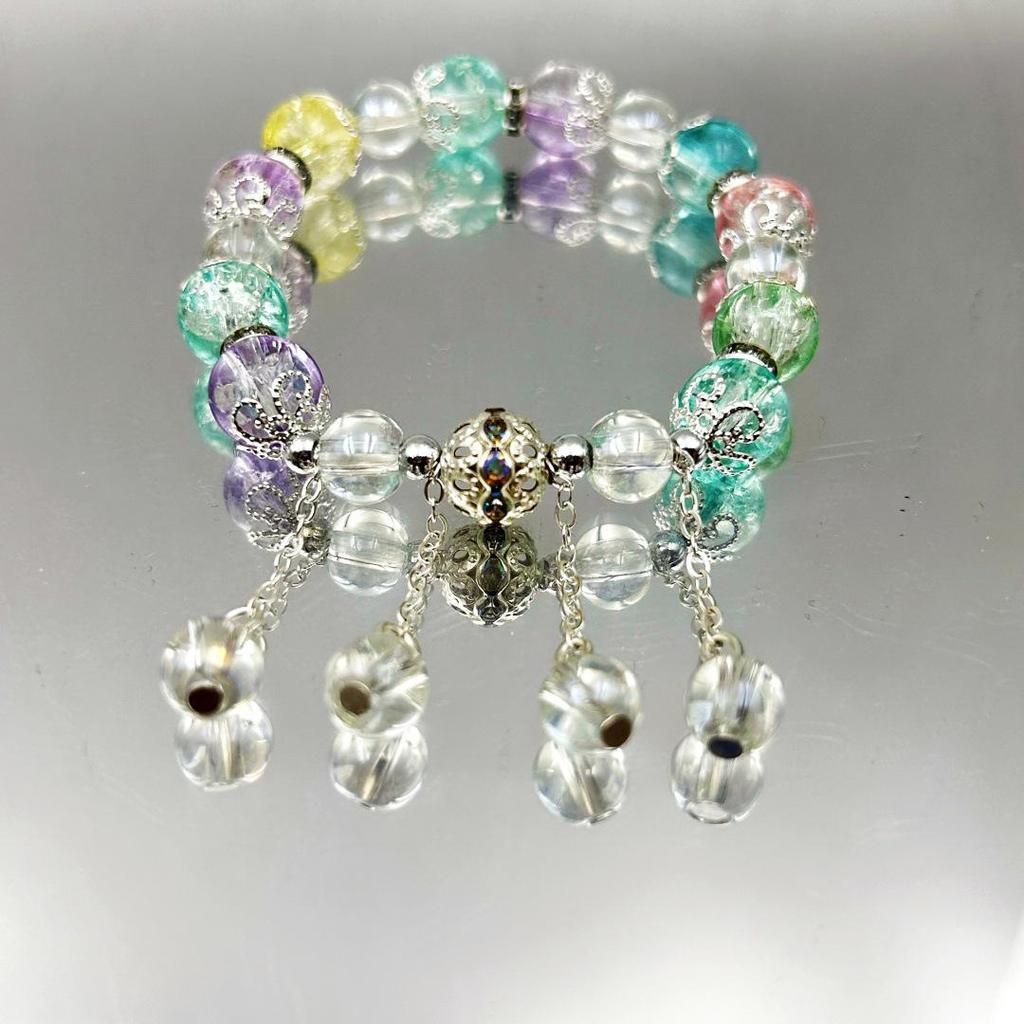 Aurora Crystal Beaded Tassel Bracelet - Cultural Jewelry for Street Stalls and Live Streaming