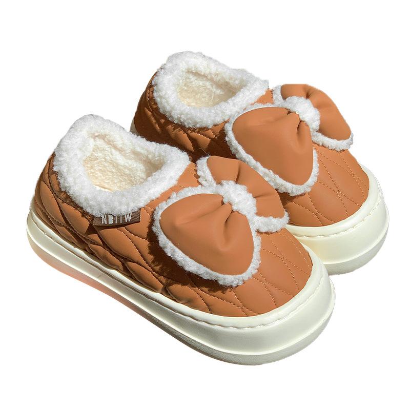 Schleife Baumwollpantoffeln Winter warm Samt Mode wasserdicht Outdoor-Tragen Indoor Zuhause weniger Herz Tasche und Baumwollschuhe