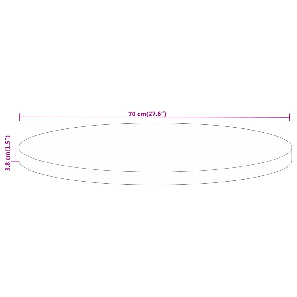 Vidaxl Blat Stołu, Ø 70X3,8 Cm, Okrągły, Lite Drewno Mango