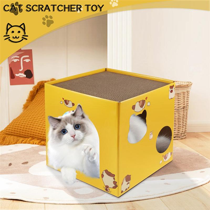 M-Modern-Cat Cardboard House With Scratch Pads Corrugated Cardboard Bed Cat Box Cats Bed For Cat Small Animals Bunny Indoor