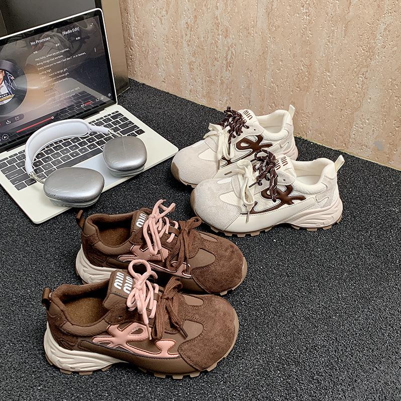 [Fanfna] Platform dad shoes women's 2025 autumn new retro color matching pair of shoelaces casual versatile sports shoes