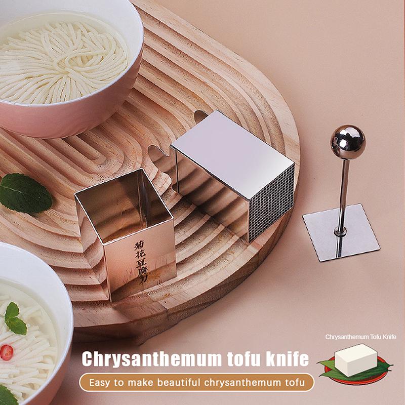 Kreative Edelstahl Tofu Zerkleinerungsform DIY Manueller Tofu Schneider Halter Schneller Schneider Chrysanthemen Tofu Schneidewerkzeug