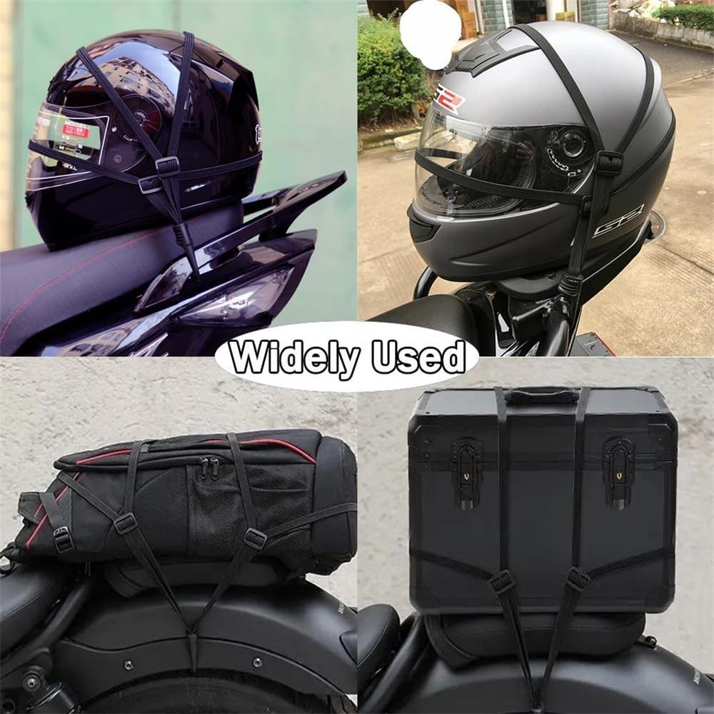 2 Pcs Universal Motorcycle Helmet Luggage Rope 24" Motorcycle Bungee Cord Bandage Retractable Elastic Strap With 2 Hooks (Black)