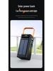 Large-Capacity 120W Solar Power Bank with 100,000mAh and Built-in Fast Charging Cable for Outdoor Use