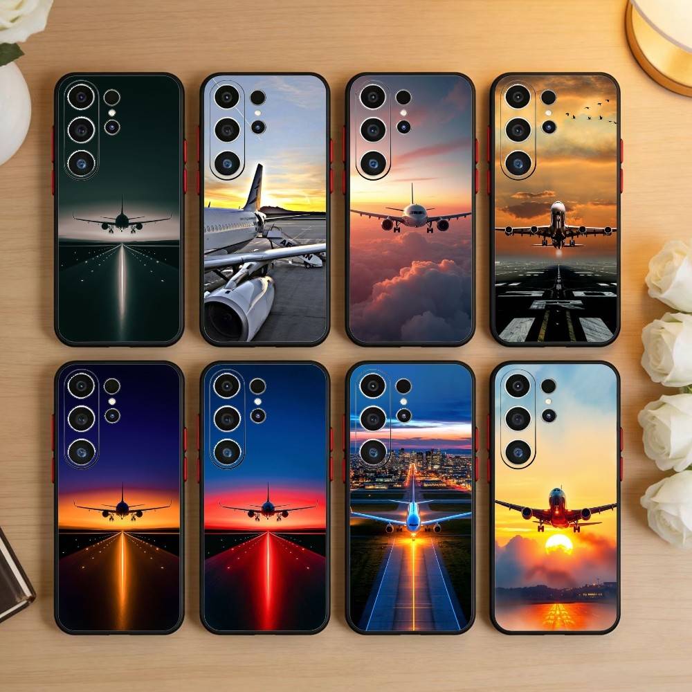 Airplane Phone Case For Samsung S26,S25,S24,S23,S22,S21,S20,Ultra,Plus,FE Black Soft Cover