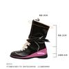 Womens Retro Western Combat Boots With 6cm Hidden Heel Lace-Up Round Toe Leather Ankle In Brown Black