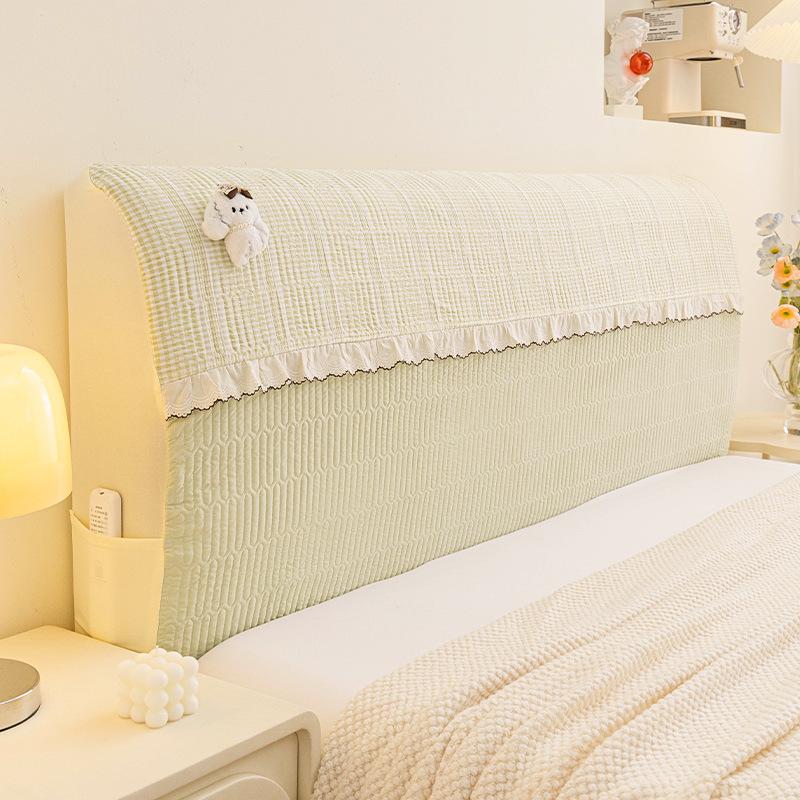 

1PC INS Cream Style Full Coverage Headboard Cover Anti-cat Scratch Anti-pilling Dustproof Elastic Soft Bag for Home All Season 120CM