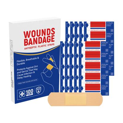 Wound Dressing Tape 100 Patch Box Flexible Strips Plaster Wound Plaster For Minor Cuts And Burns Adhesive Pads Care Supplies
