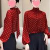 Damen-Oberteil im französischen Stil mit weiten Ärmeln und Pünktchen: Neue Sommer/Herbst Mode, Nischen Design, Elegant & Vielseitig.
