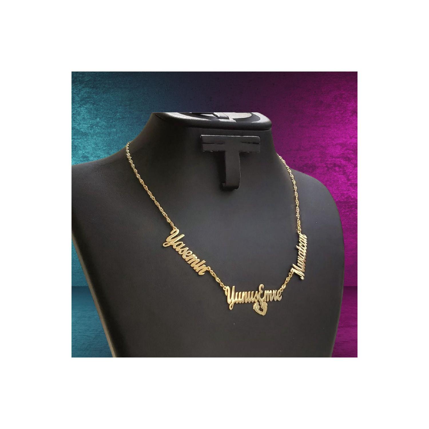 

Намисто зі срібла 925 проби з 3 іменами та фігурками ніг 35 золотий