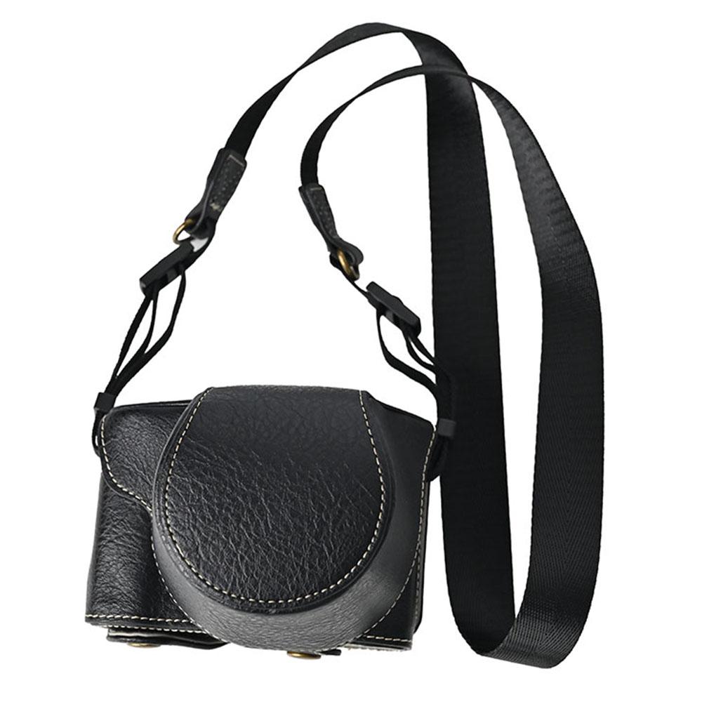 For Fujifilm X-M5 Protective Cover Litchi Textured PU Leather Camera Case with Shoulder Strap