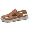 Baotou Hole Shoes Men's One-pedal Velcro Casual Men's Shoes Breathable Mesh Hollow Large Size Handmade Sandals