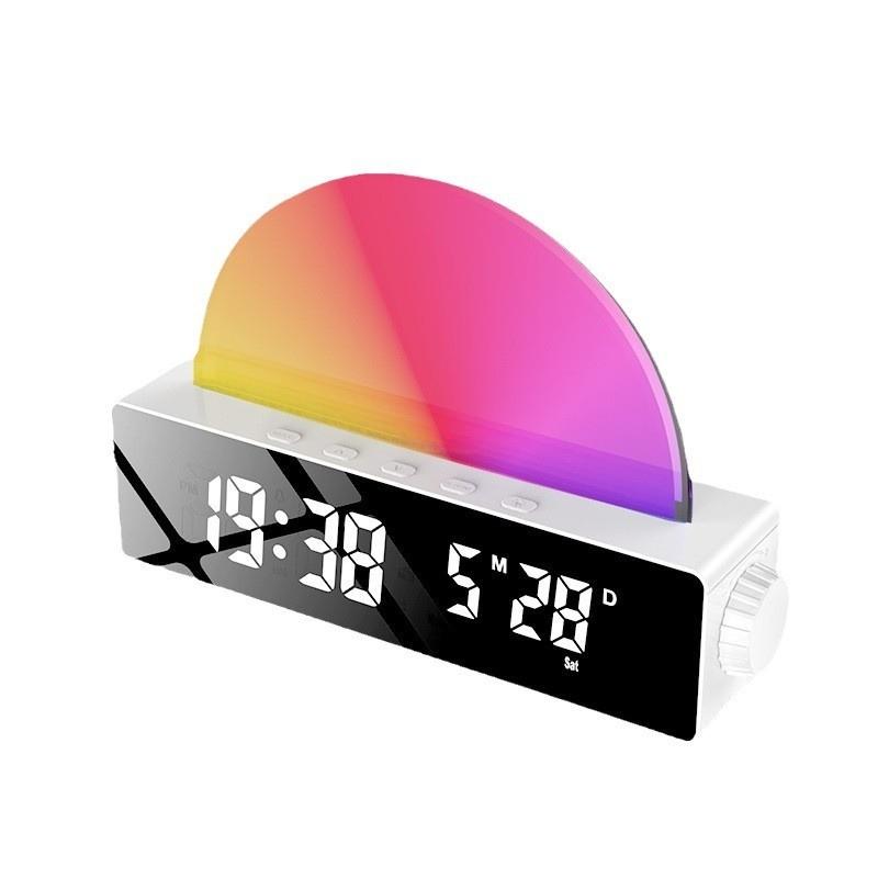 Digital Alarm Clock With Colorful Led Lights For Bedroom Use