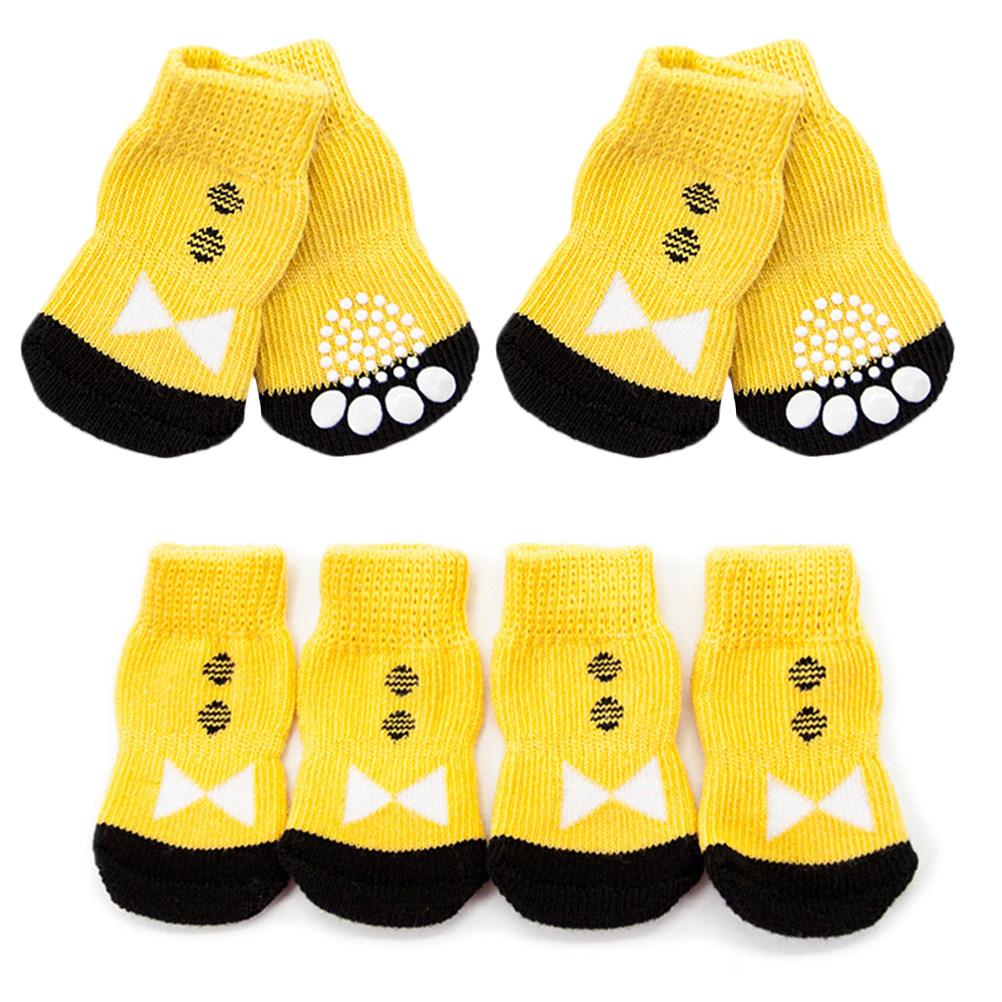 4Pcs Non-Slip Cotton Pet Socks Skin-Friendly Comfortable Dog Socks Puppy Footwear Large Stretch Protect Cold Snow Ice