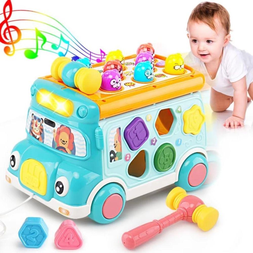 Plastic Music Activity Bus Baby Toy Montessori Whack-a-Mole Toys  Desktop Decor