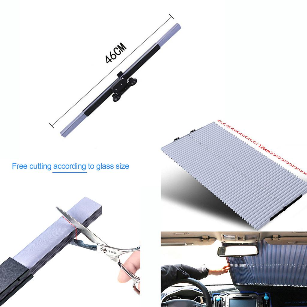 120*45cm Car Retractable Windshield Visor Sun Shade Folding Auto Block Cover