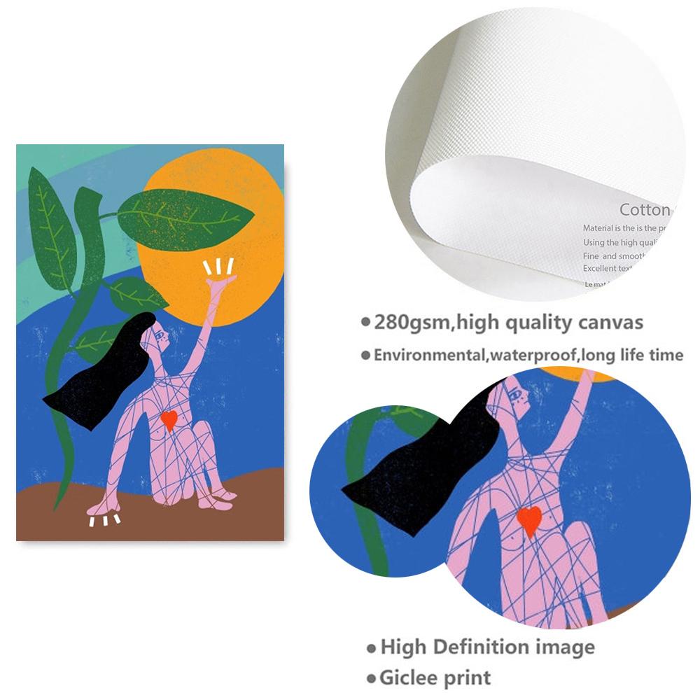 Feminist Cartoon Art Print Painting Motivational Quote Positivity Self Care Canvas Posters Girls Room Wall Home Decor Pictures