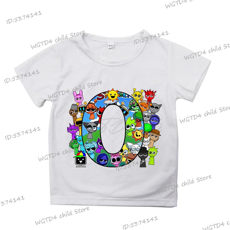 2025 Neue Sprunki Englischer Buchstabe ABCD.. Kinder T-Shirts Mode Incredibox Spiel T-Shirt Cartoon 26 Alphabet Jungen Mädchen Lustiges T-Shirt