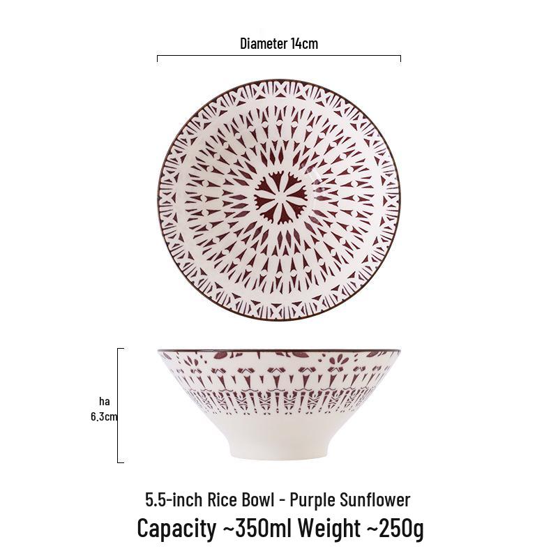 5.5-Inch Nordic Ceramic Bowl for Soup, Dessert, Ice Cream, and Rice