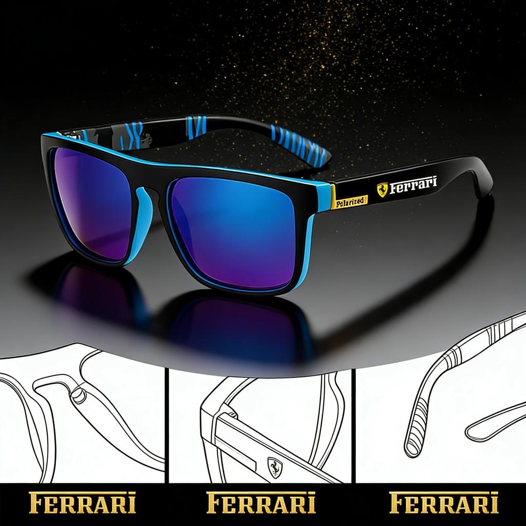 Logo Ferrari Sportowe Luksusowe Męskie Polaryzacyjne Okulary Przeciwsłoneczne Przeciwodblaskowe Gogle Dla Ferrari F430 Stradale 458 488 599 612 F8 F12 Akcesorium