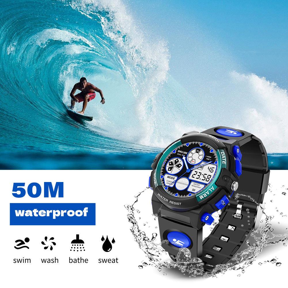 Shuaike 936 Kinder Bewegungs 5Atm Wasserdicht Analog Digital Sportuhr Rund Kunststoff Modeuhr