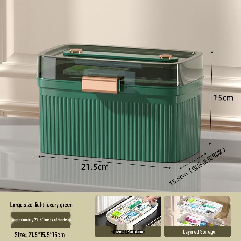 Large Capacity Family Medicine Box with Multi-Layer First Aid Storage for Household and Children