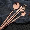 24Pcs Rose Gold Dinnerware Set Stainless Steel Steak Knife Fork Coffee Spoon Teaspoon Flatware Dishwasher Safe Kitchen Tableware