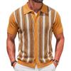 Camicie a Maniche Corte in Maglia da Uomo Casual Traspiranti a Bottoni con Colletto a Righe Top per Vacanze Estive Vintage in Maglia Camicie da Golf da Spiaggia Top per Uomo