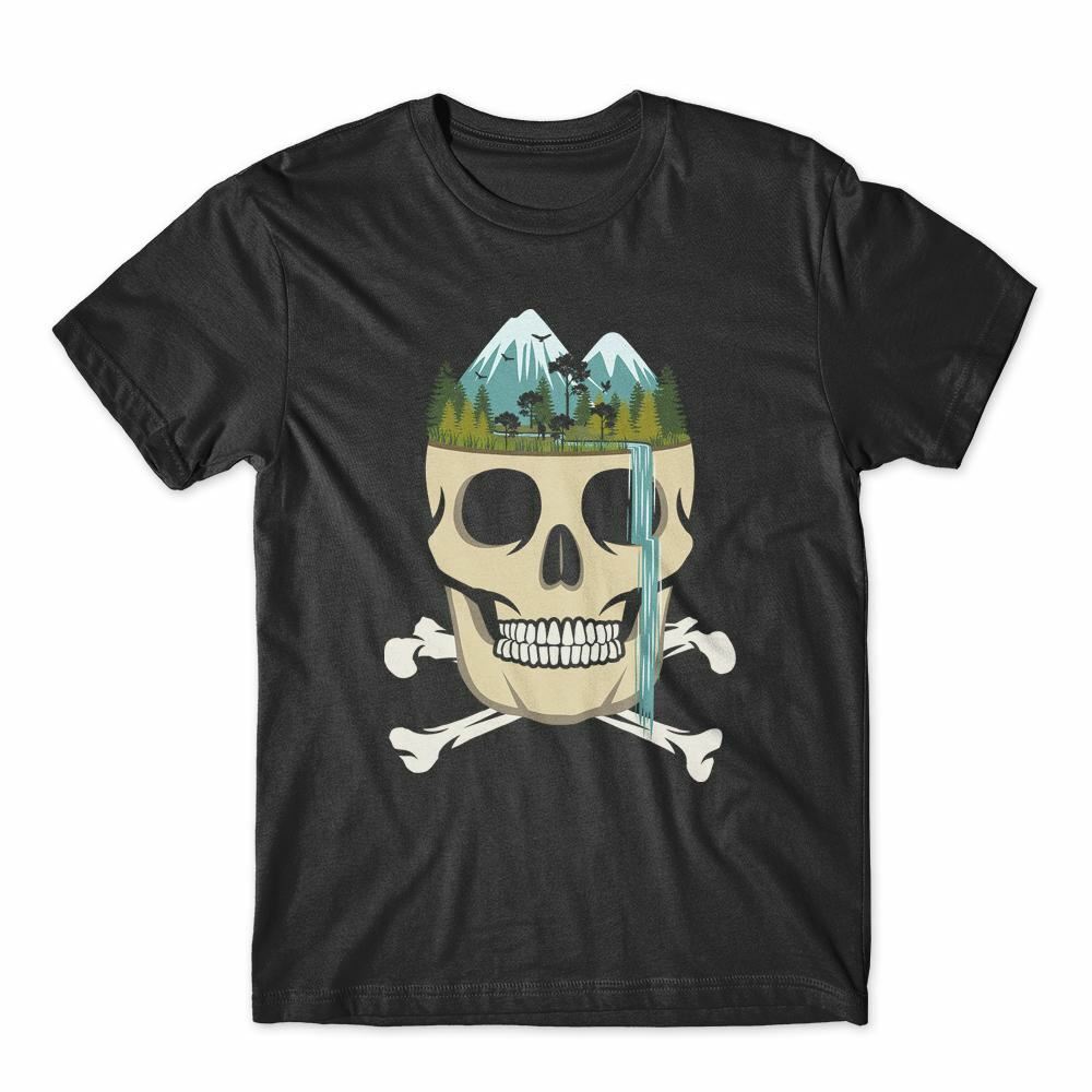

Skull Wild Waterfall T-Shirt 100% Cotton Premium Tee NEW L