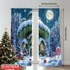 2pcs 2D Flat Printing Merry Christmas Window Drapes Christmas Elf House Snow Globe Polyester Fabric Without Electricity Party